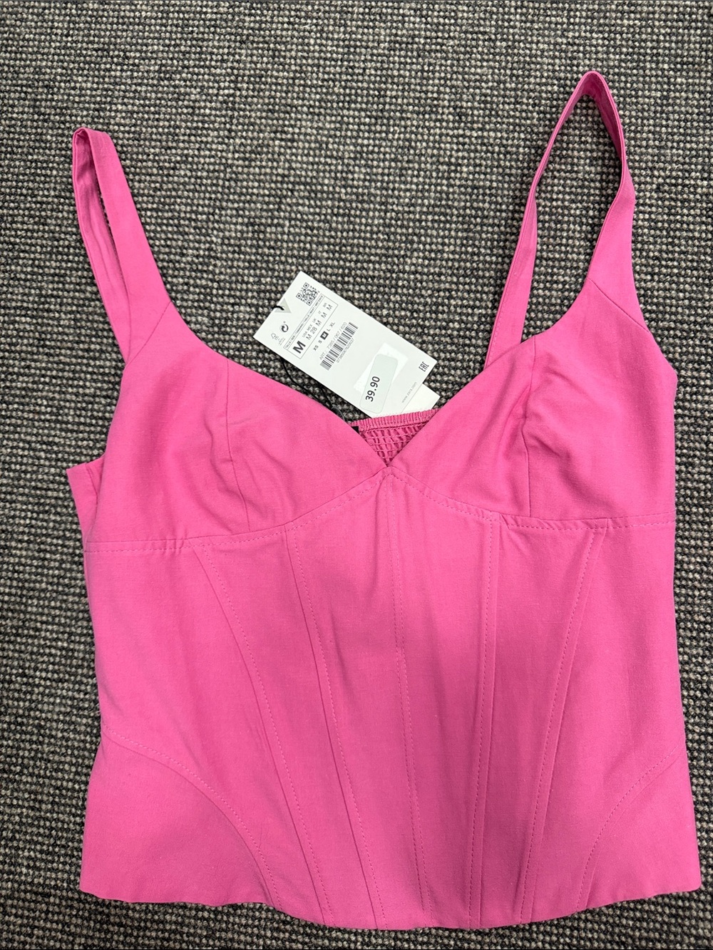 Zara Hot Pink Structured Bodysuit Tank Top